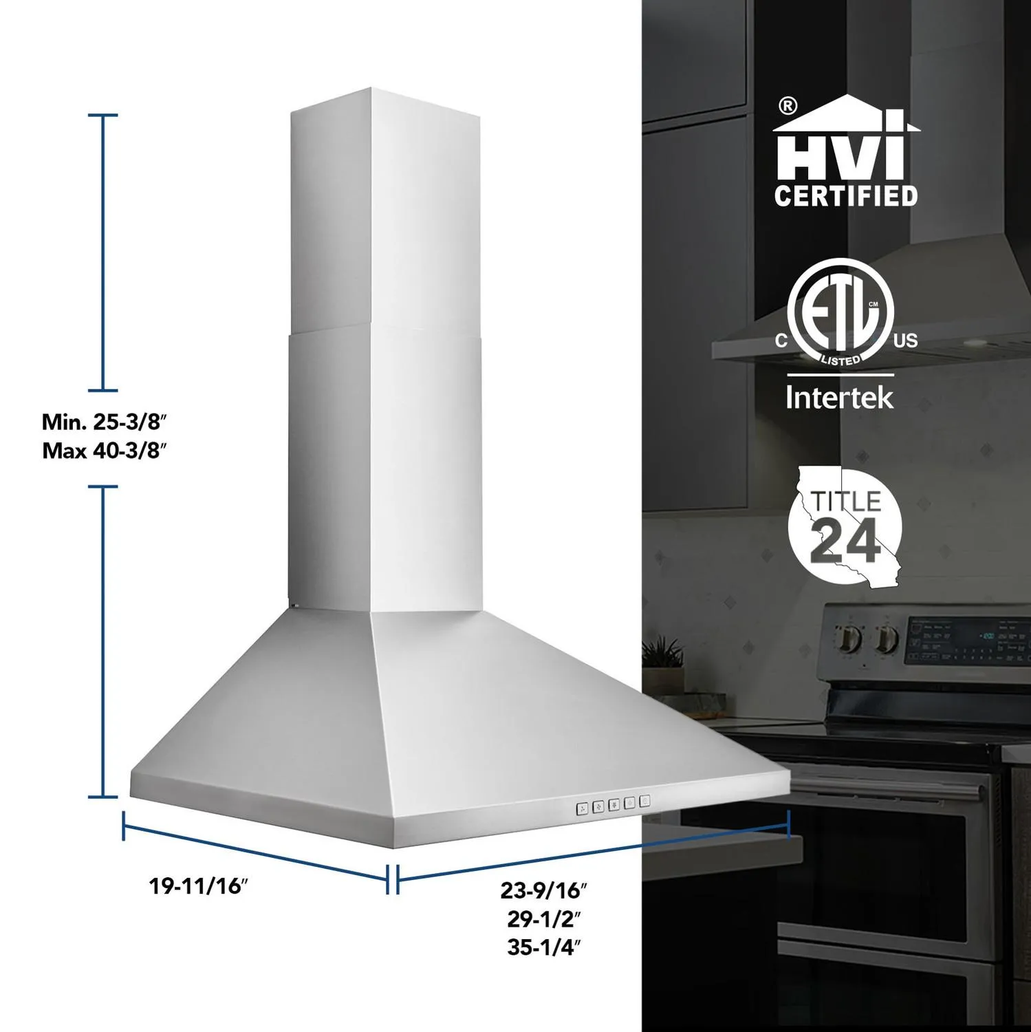 Broan BWP1304SS Broan 30-Inch Convertible Wall-Mount Pyramidal Chimney Range Hood. 450 Max Cfm. Stainless Steel