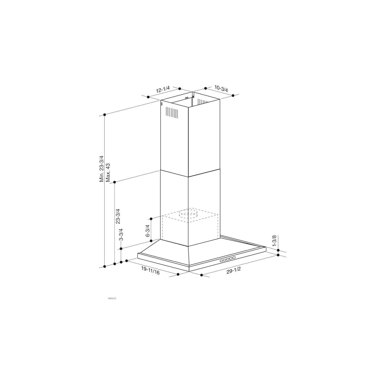 Broan BWS1304SS Broan 30-Inch Convertible Wall-Mount Low Profile Pyramidal Chimney Range Hood. 450 Max Cfm. Stainless Steel