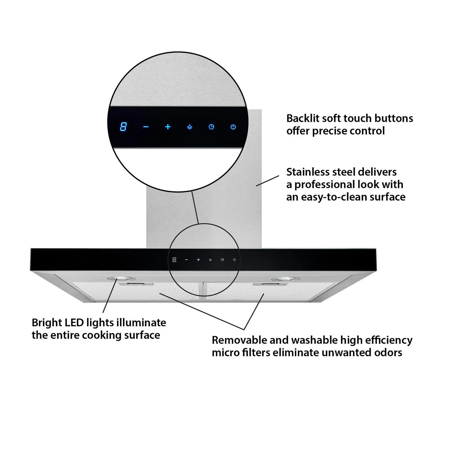 Broan BWT1304SS Broan 30-Inch Convertible Wall-Mount T-Style Chimney Range Hood. 450 Max Cfm. Stainless Steel