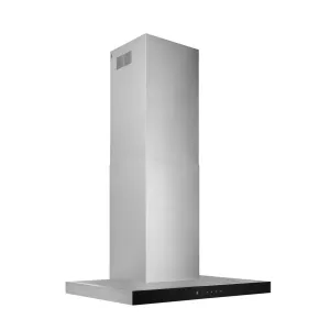 Broan BWT1304SSB Broan 30-Inch Convertible Wall-Mount T-Style Chimney Range Hood. 450 Max Cfm. Stainless Steel W/Black Glass