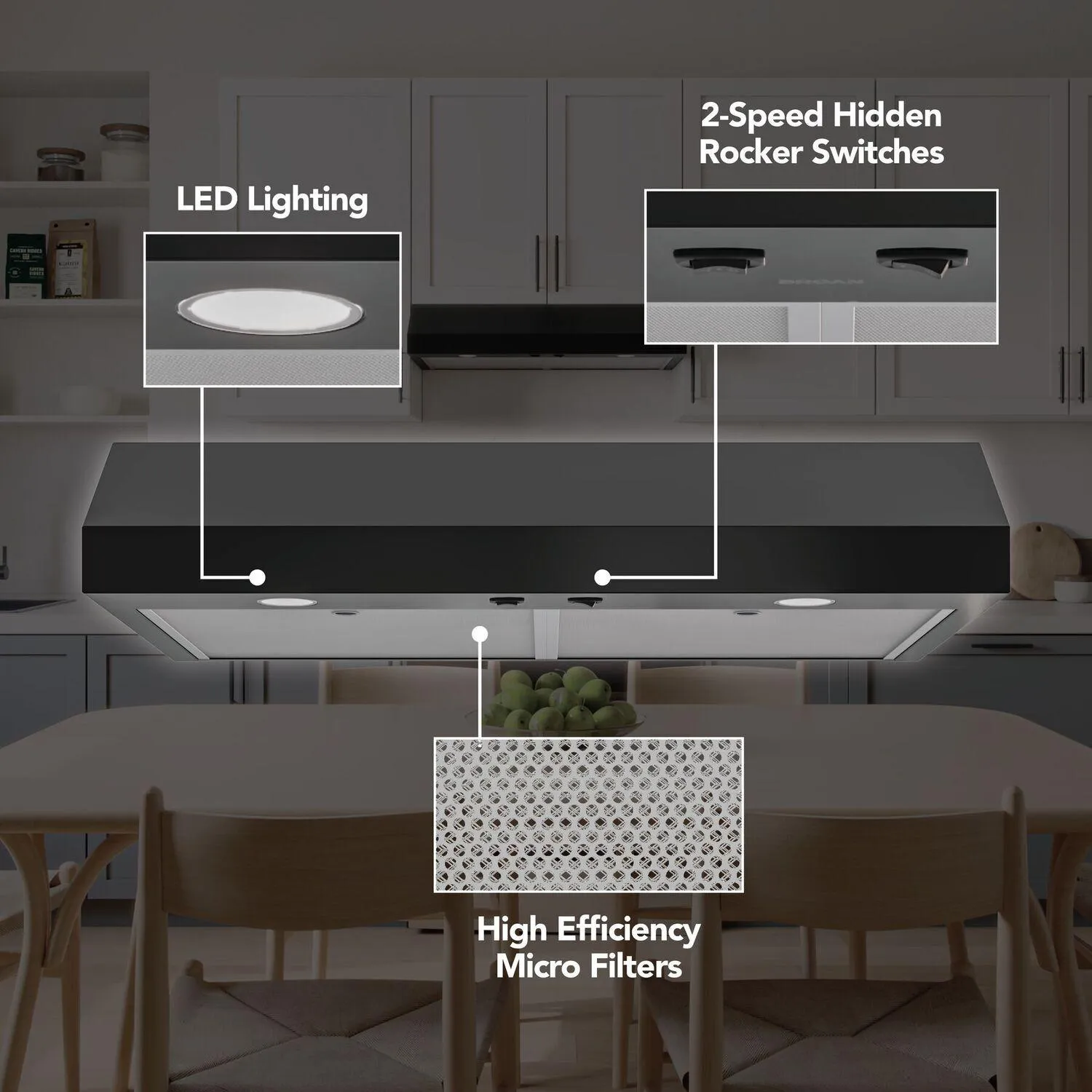 Broan GLA1303BL Broan-Nutone 30-Inch Under Cabinet Range Hood. Energy Star. 350 Max Blower Cfm. Black