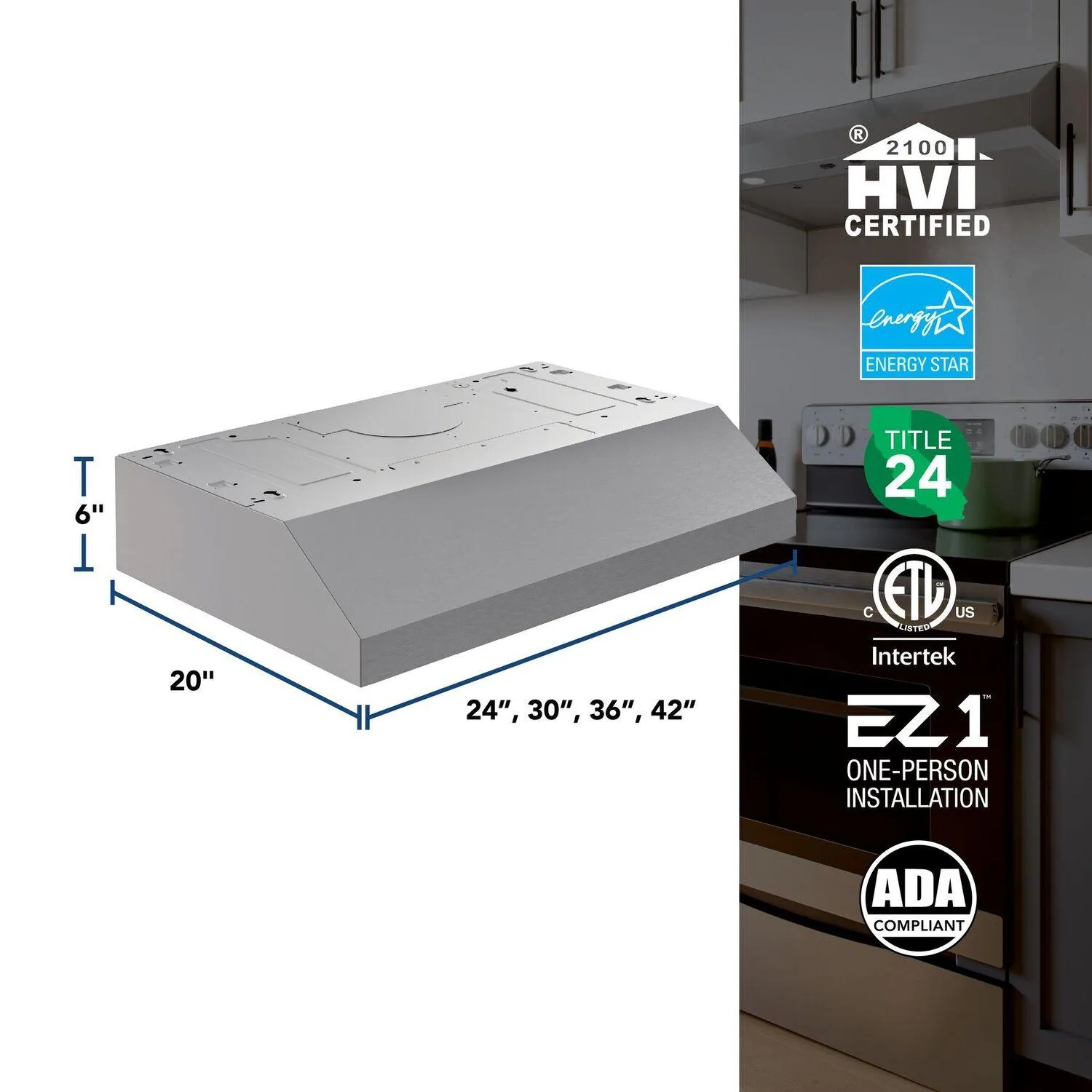 Broan GLA1303SS Broan-Nutone 30-Inch Under Cabinet Range Hood. Energy Star. 350 Max Blower Cfm. Stainless Steel