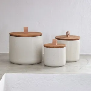 Casafina Pacifica Canister w/ Oak Wood Lid - Vanilla