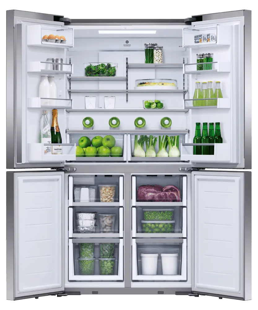Fisher & Paykel RF203QDUVX1 Freestanding Quad Door Refrigerator Freezer. 36. 18.9 Cu Ft. Ice & Water