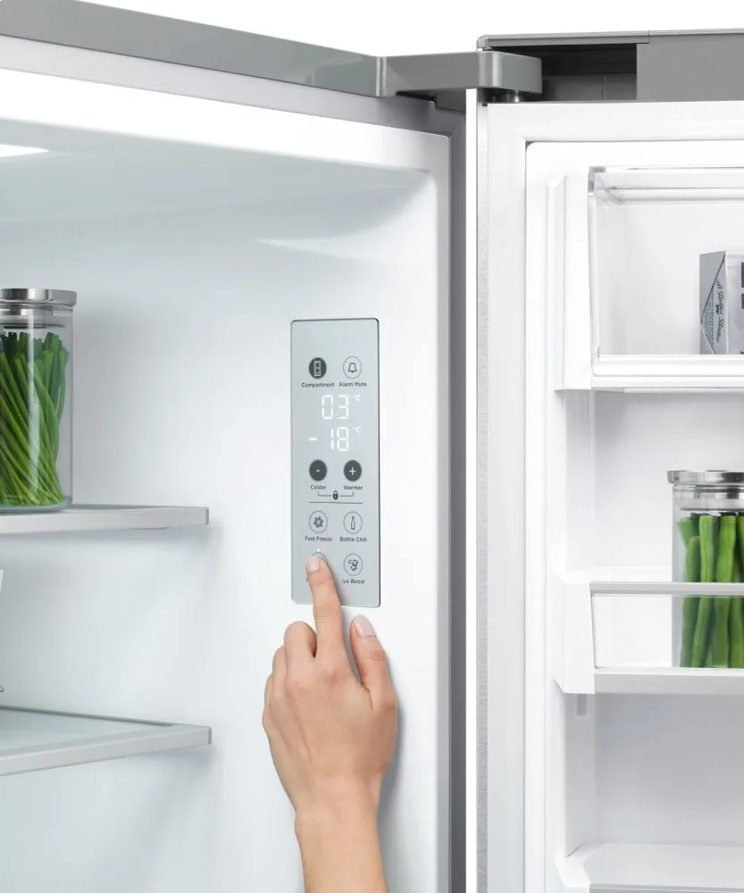 Fisher & Paykel RF203QDUVX1 Freestanding Quad Door Refrigerator Freezer. 36. 18.9 Cu Ft. Ice & Water