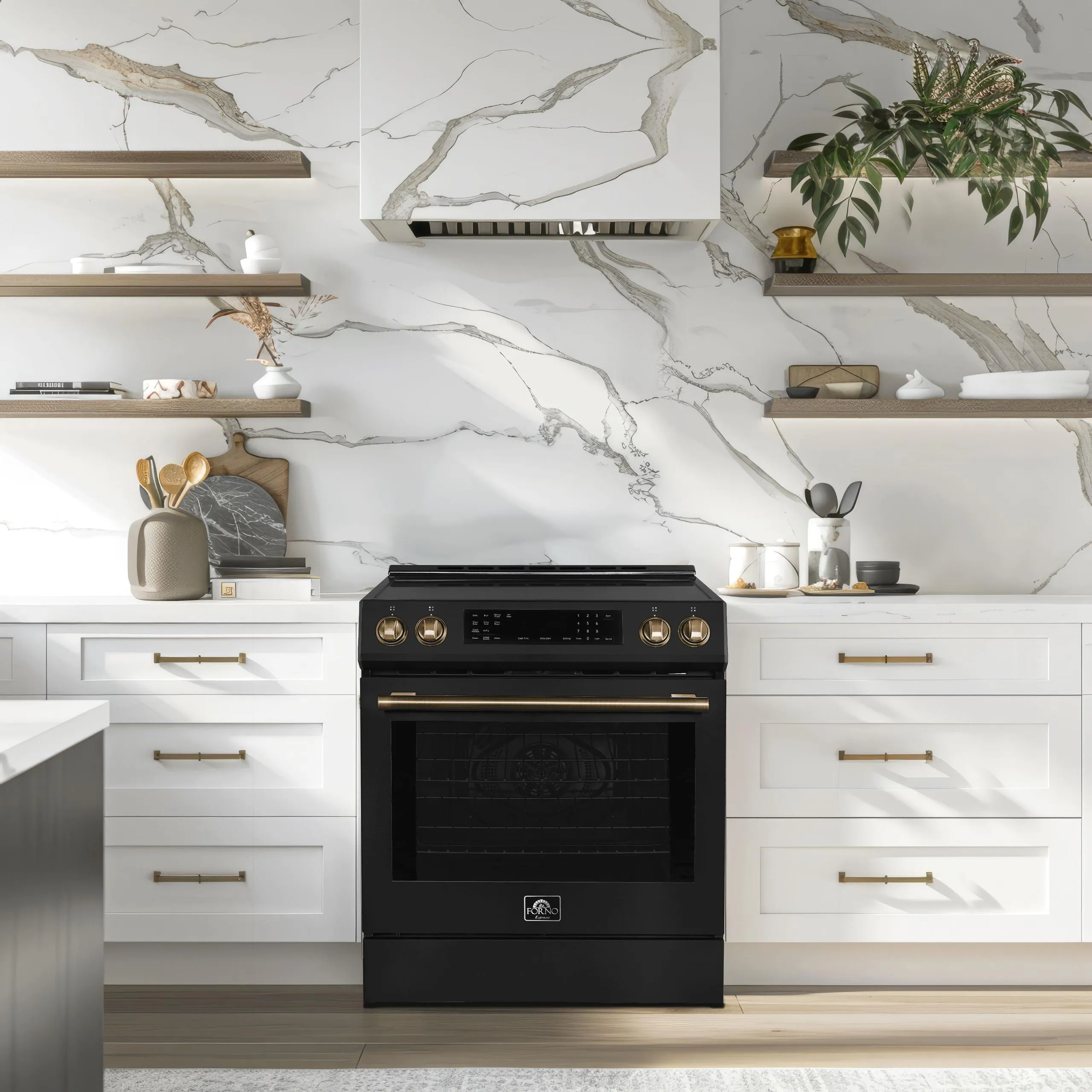 Forno FFSIN090530BLK Espresso Donatello 30-Inch Slide-In Induction Range Black