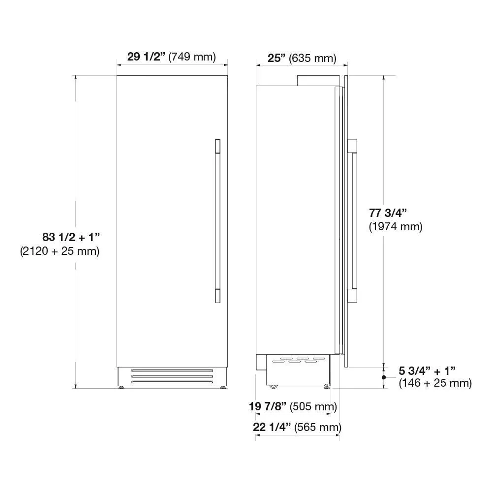 Fulgor Milano F7SFC30S1R 30 Freezer Column