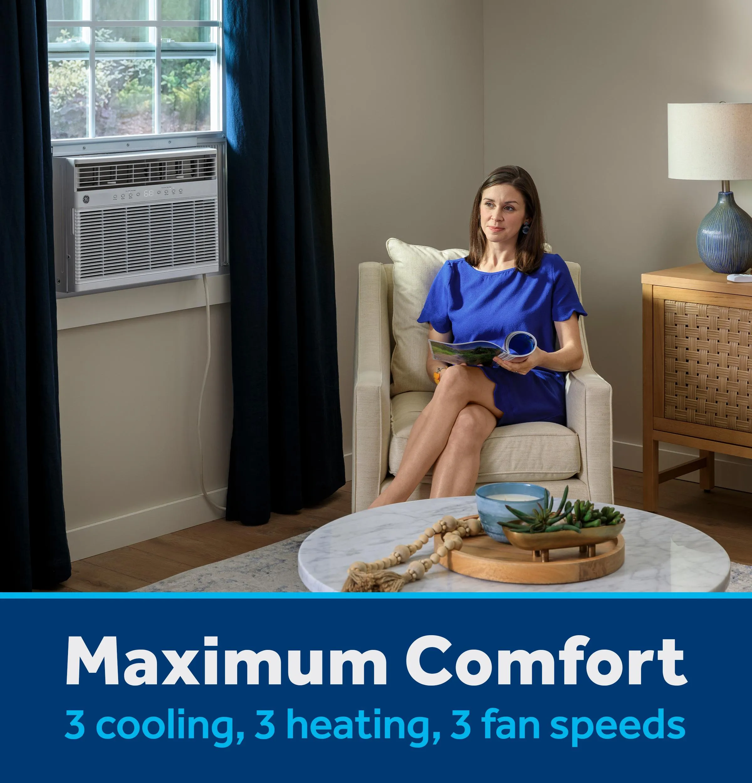 Ge Appliances AWGP08WWF Ge 8.000 Btu Smart Heat/Cool With Heat Pump Electronic Window Air Conditioner For Medium Rooms Up To 350 Sq. Ft.