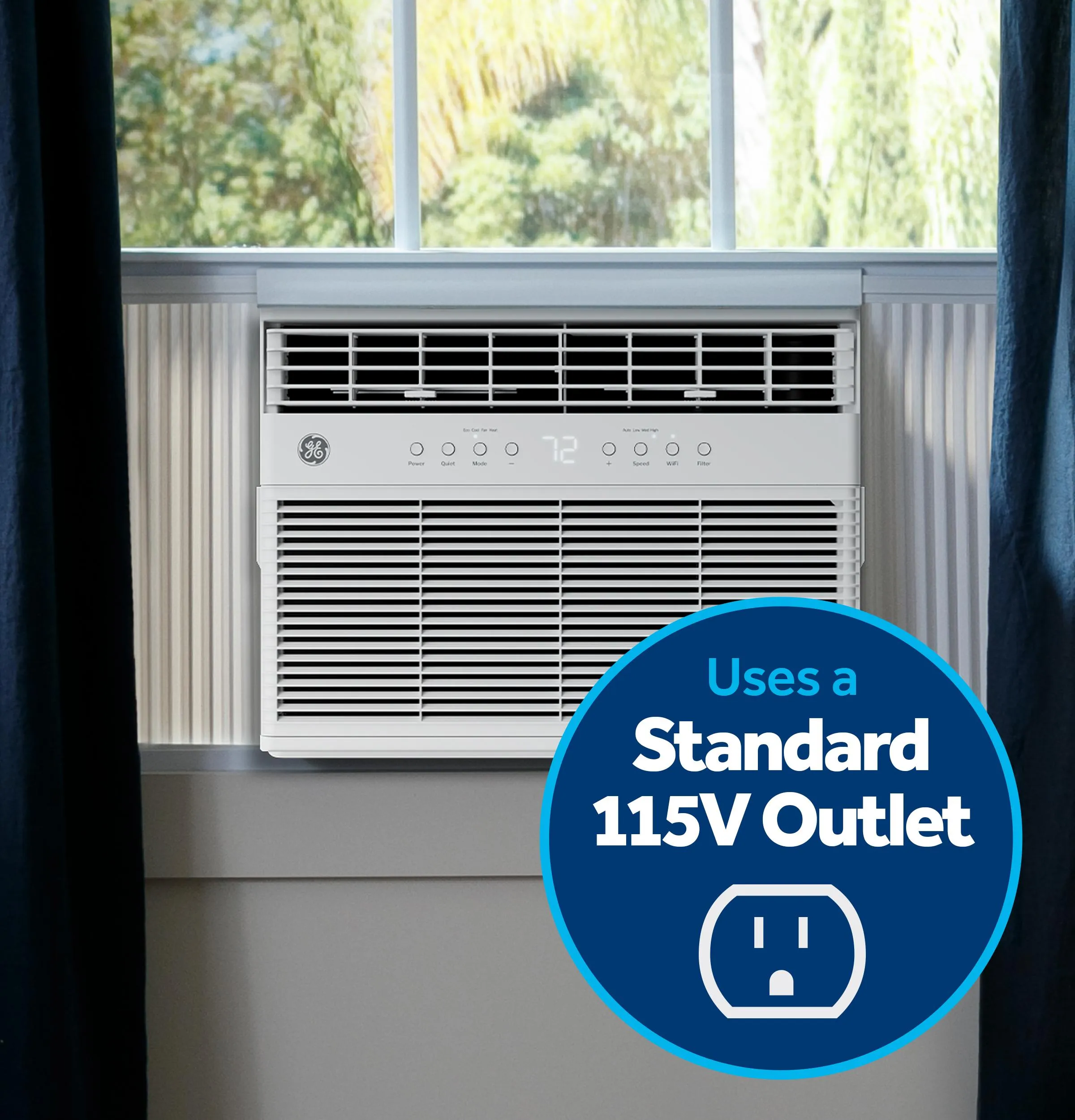 Ge Appliances AWGP08WWF Ge 8.000 Btu Smart Heat/Cool With Heat Pump Electronic Window Air Conditioner For Medium Rooms Up To 350 Sq. Ft.