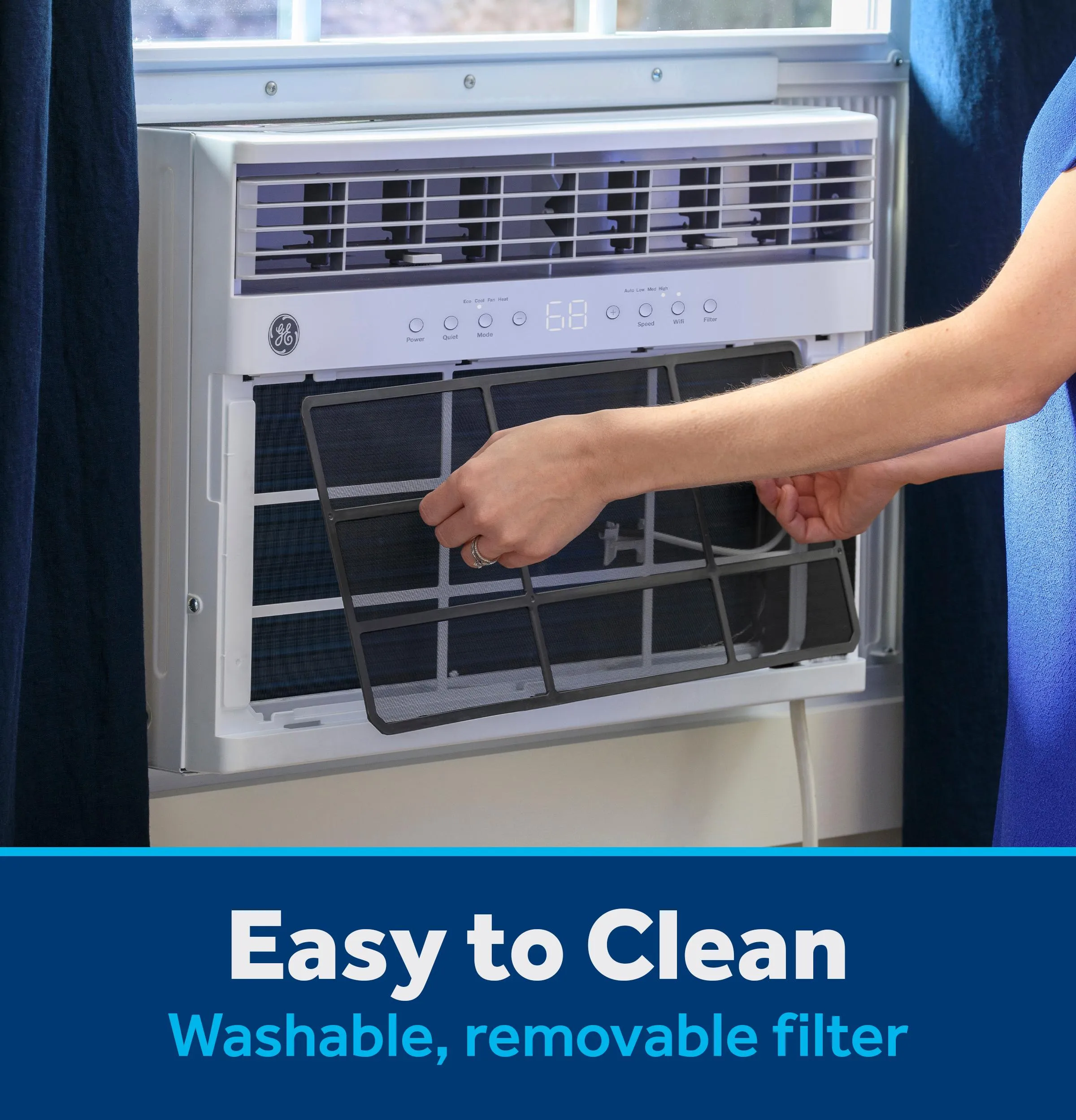 Ge Appliances AWGP08WWF Ge 8.000 Btu Smart Heat/Cool With Heat Pump Electronic Window Air Conditioner For Medium Rooms Up To 350 Sq. Ft.
