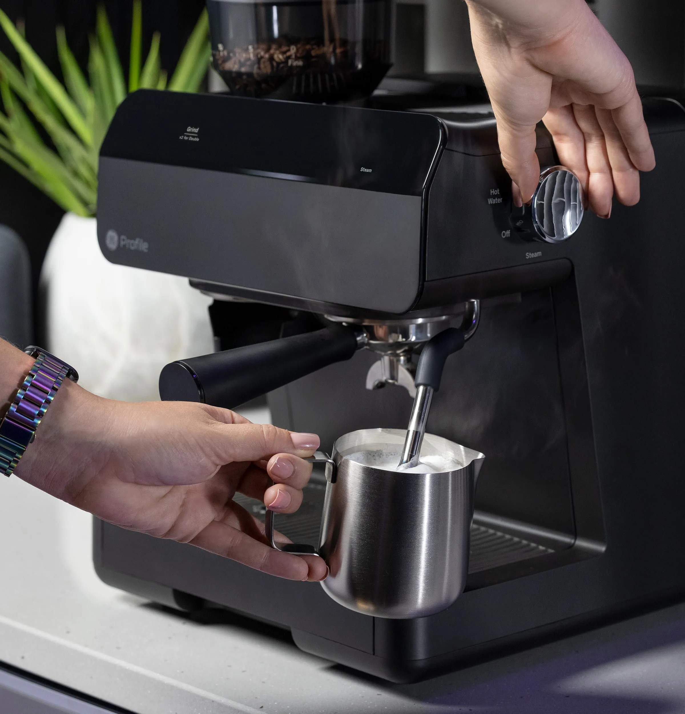 Ge Appliances P7CESAS6RBB Ge Profile&#8482; Semi Automatic Espresso Machine   Frother