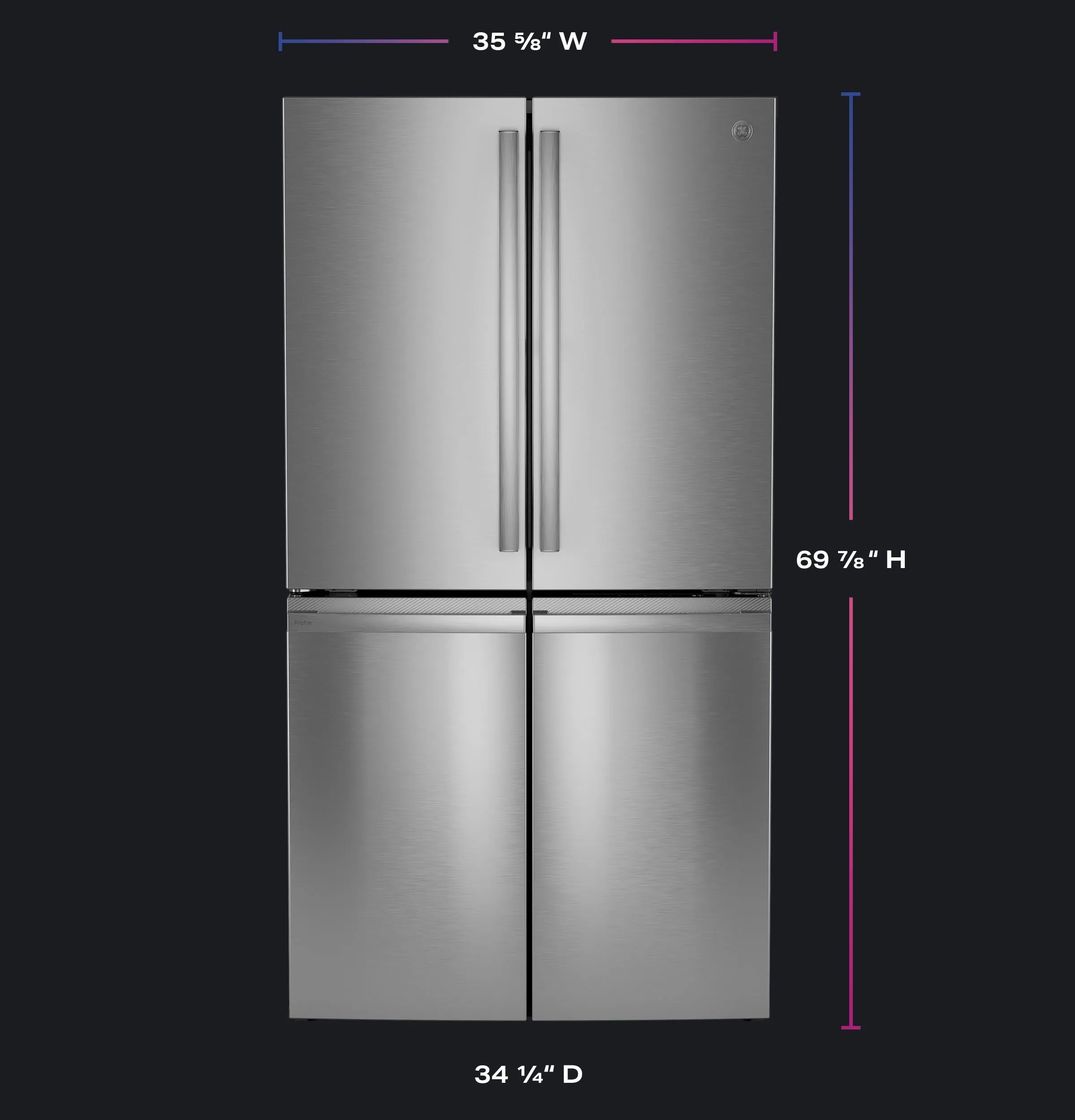 Ge Appliances PAD28BYTFS Ge Profile&#8482; Series Energy Star 28.4 Cu. Ft. Quad-Door Refrigerator With Dual-Dispense Autofill Pitcher