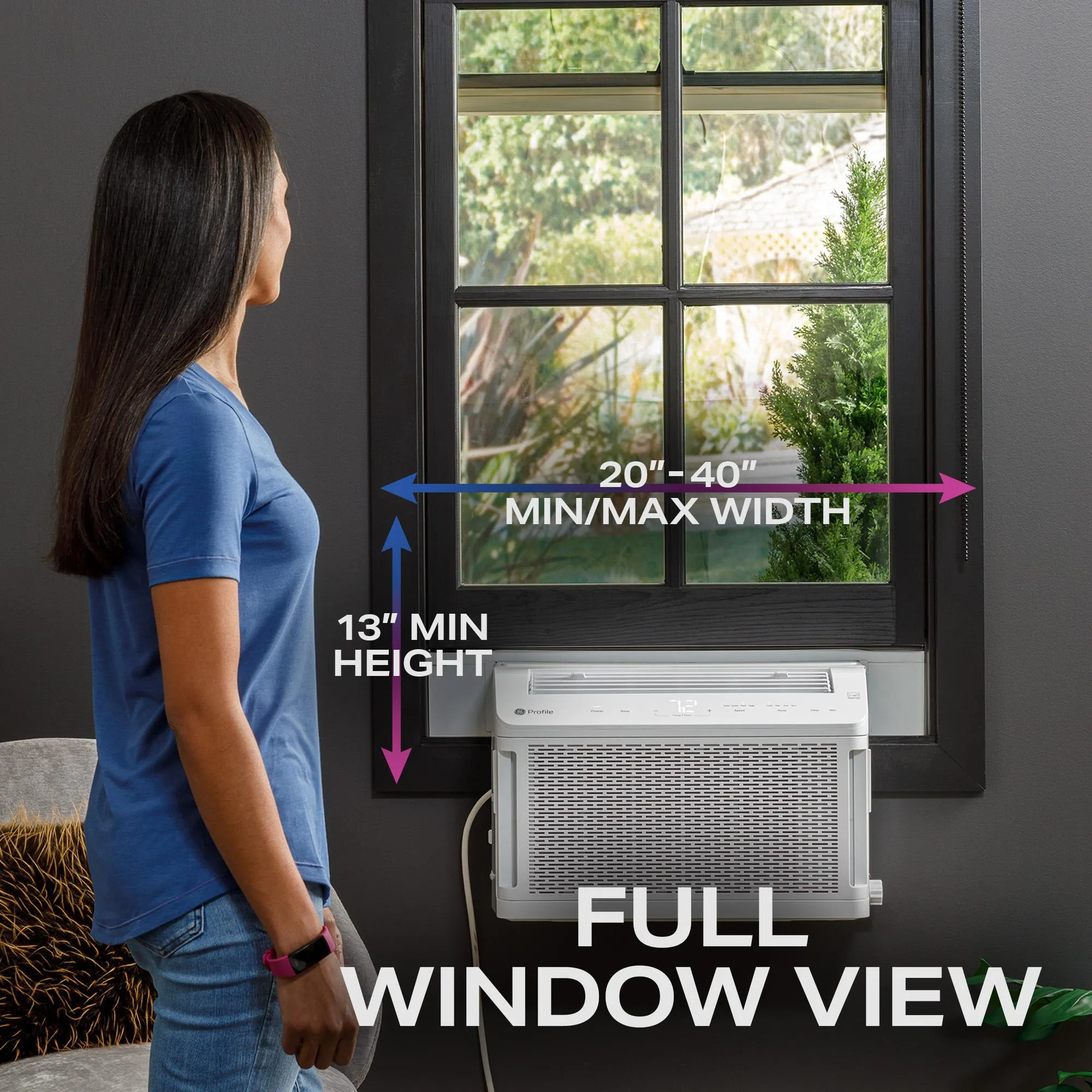 Ge Appliances PHNT10CC Ge Profile Clearview&#8482; 10.300 Btu Inverter Smart Ultra Quiet Window Air Conditioner For Medium Rooms Up To 450 Sq. Ft.