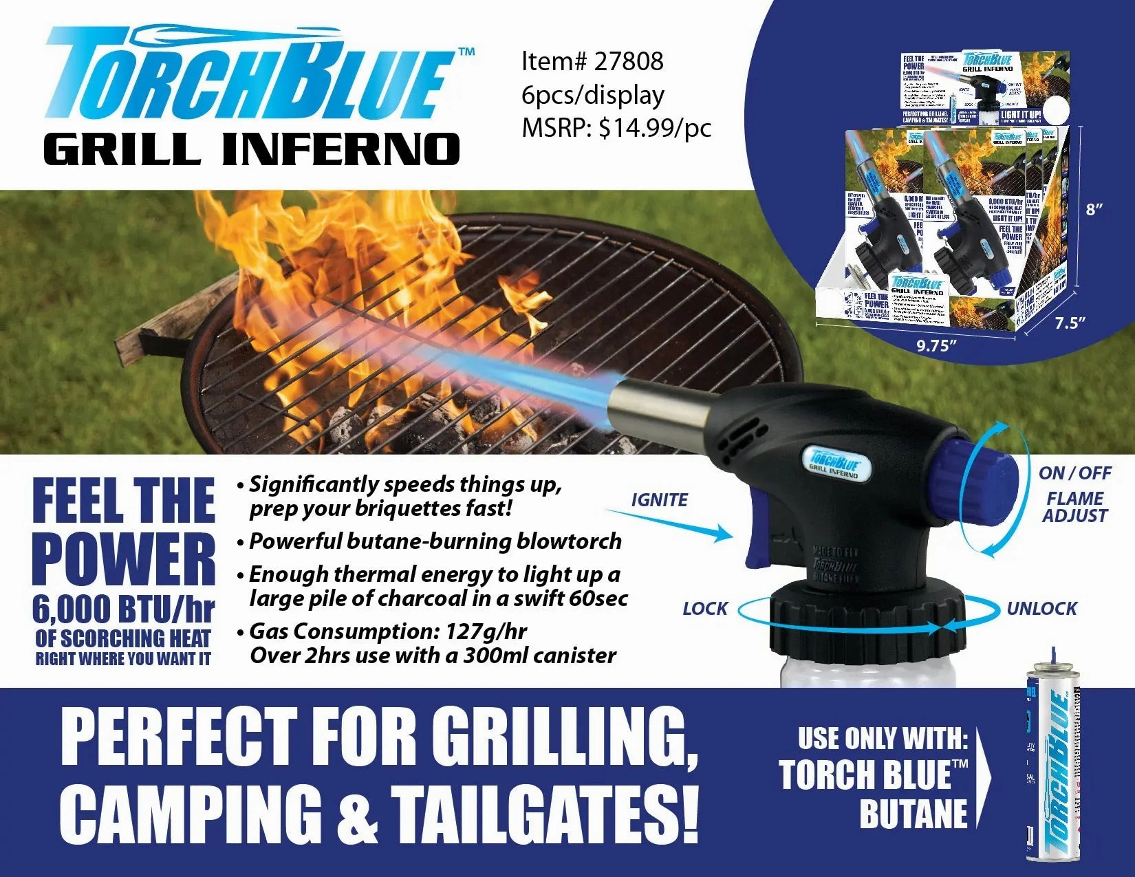 Grill Inferno Torch Head - 6 Pieces Per Retail Ready Display 27808