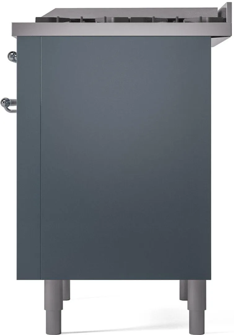 Ilve UP36FNMPBGCLP Nostalgie Ii 36 Inch Dual Fuel Liquid Propane Freestanding Range In Blue Grey With Chrome Trim