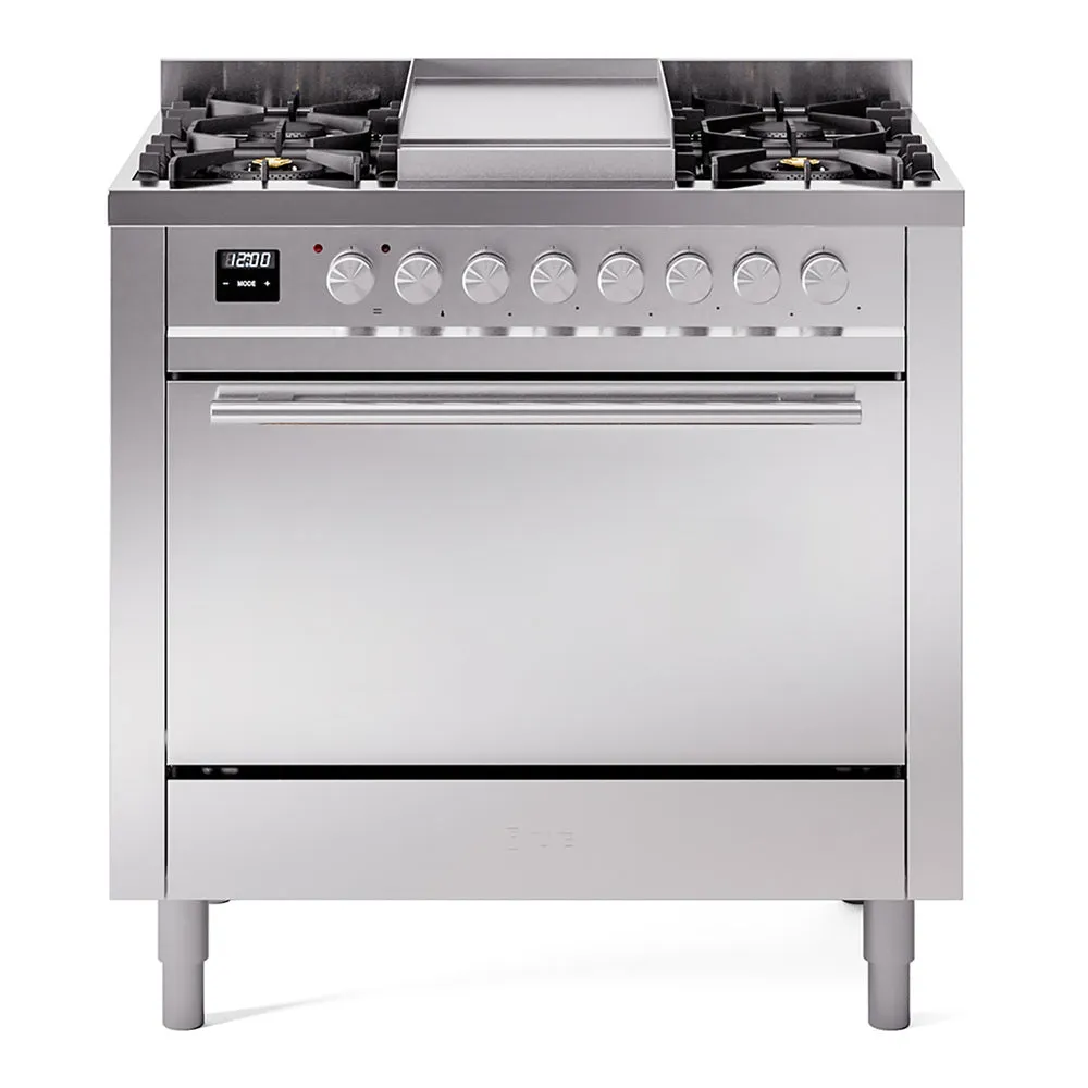 Ilve UP36FQMPSS Professional Plus Ii 36 Inch Dual Fuel Natural Gas Freestanding Range In With Trim