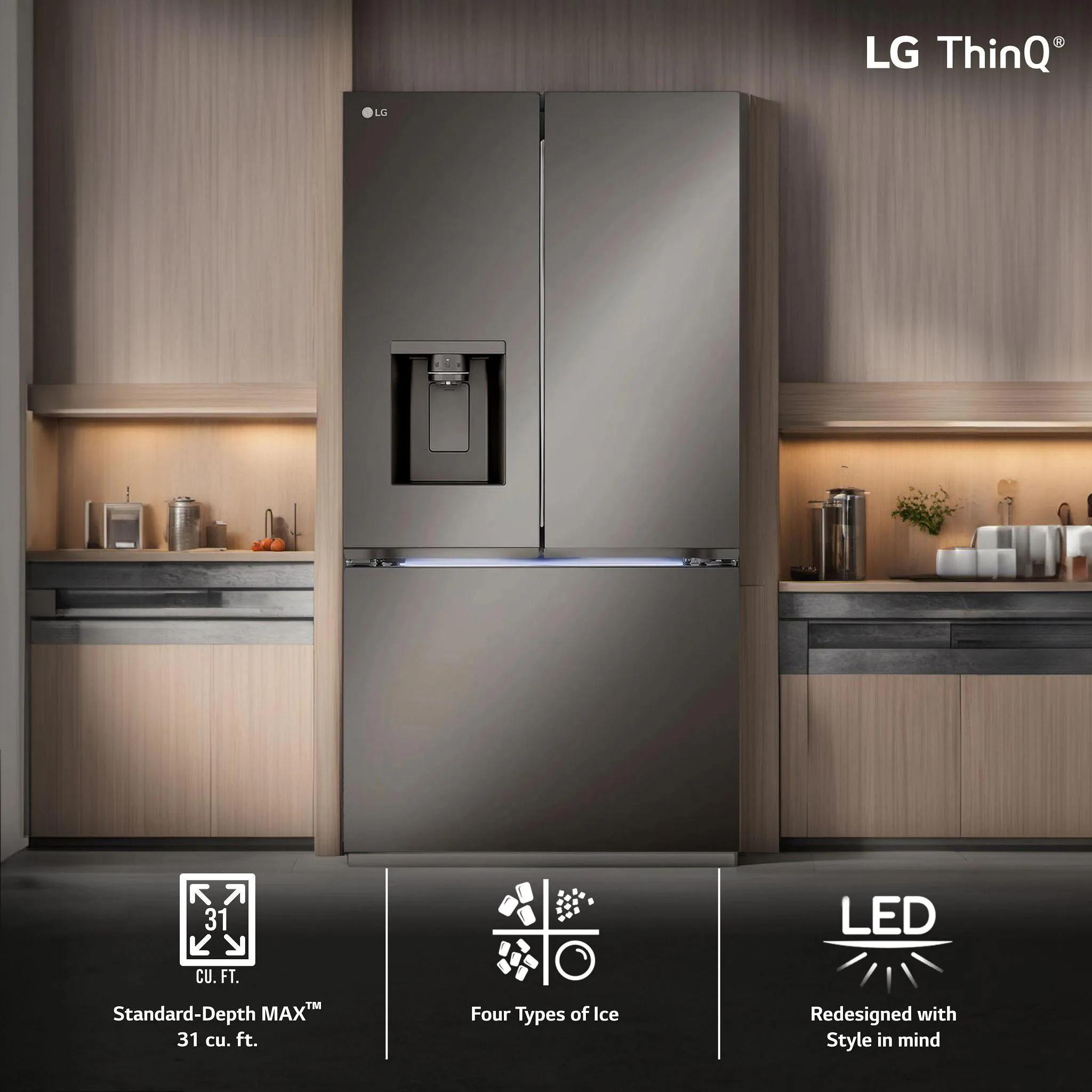 Lg LRYXS3106D 31 Cu. Ft. Smart Standard-Depth Max&#8482; French Door Refrigerator With Four Types Of Ice