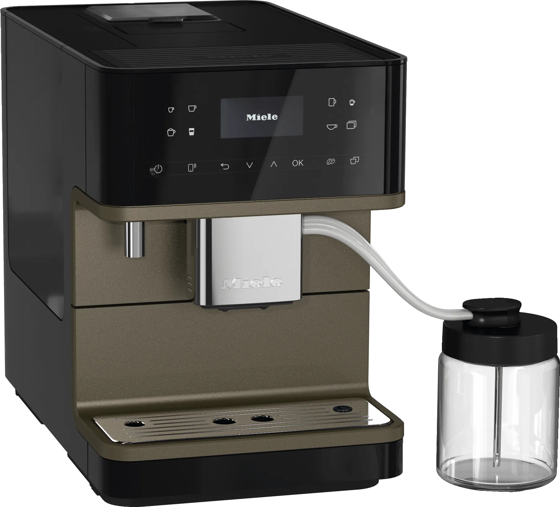 Miele CM6360 MILK PERFECTION BLACK AND BRONZE   Countertop Coffee Machine With Wifi Conn@Ct. High-Quality Milk Container. And Many Specialty Coffees.