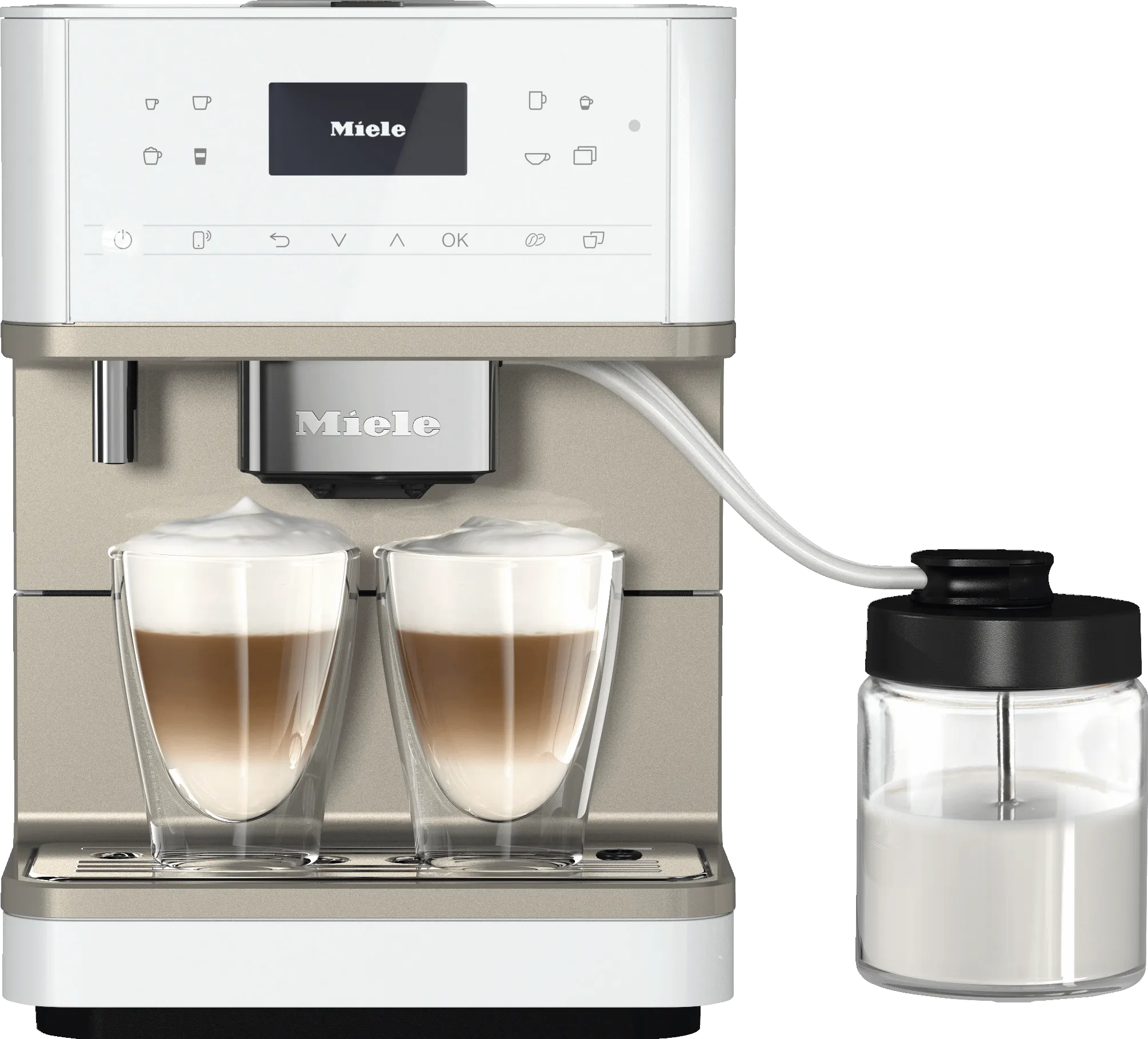 Miele CM6360 MILK PERFECTION WHITE   Countertop Coffee Machine With Wifi Conn@Ct. High-Quality Milk Container. And Many Specialty Coffees.