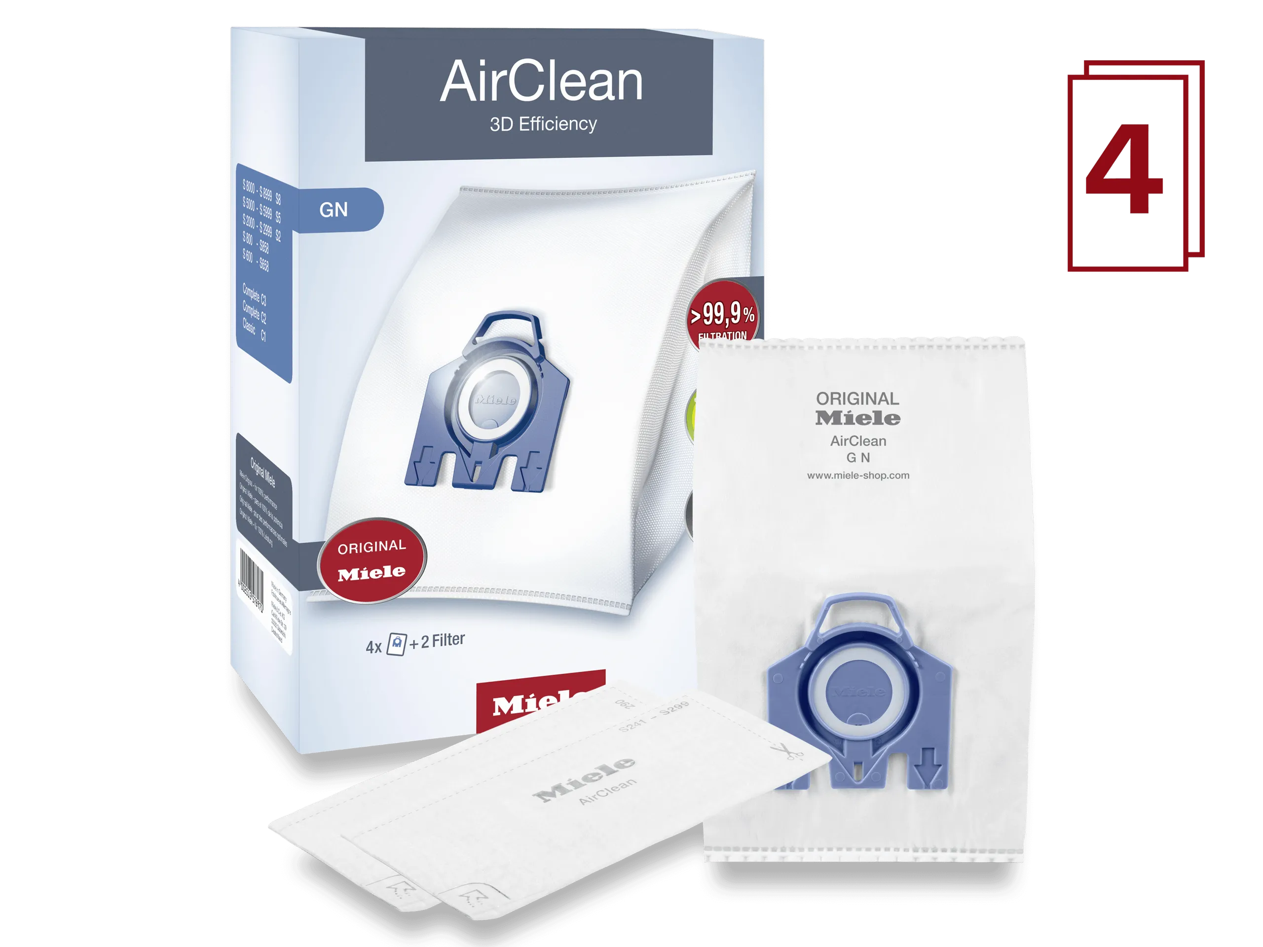 Miele GNAIRCLEAN3D Airclean 3D Efficiency Gn Dustbags - Ensures That Dust Picked Up Stays Inside The Machine.