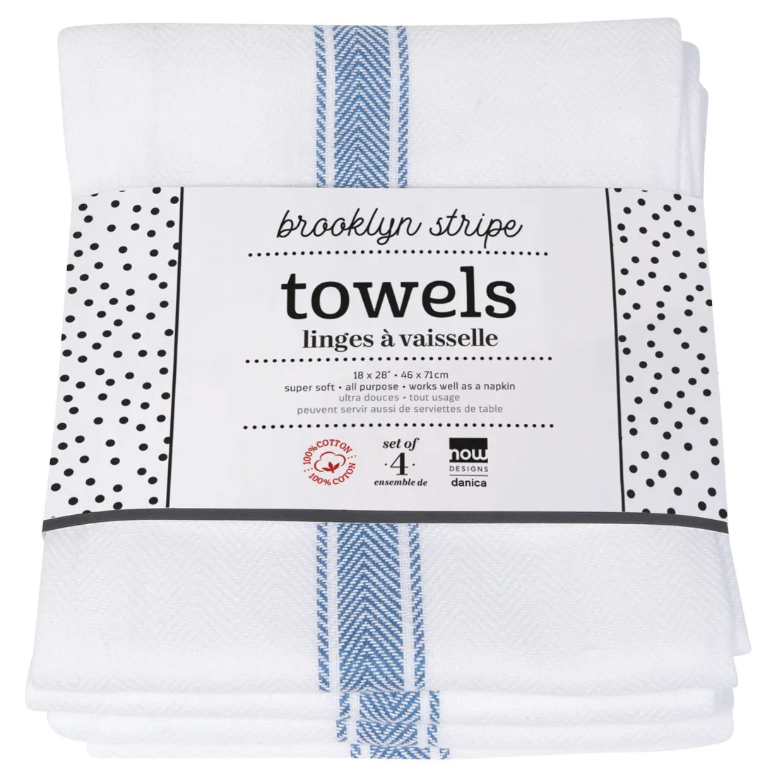 Now Designs - Brooklyn Stripe Delft Blue Dishtowels - Set of 4