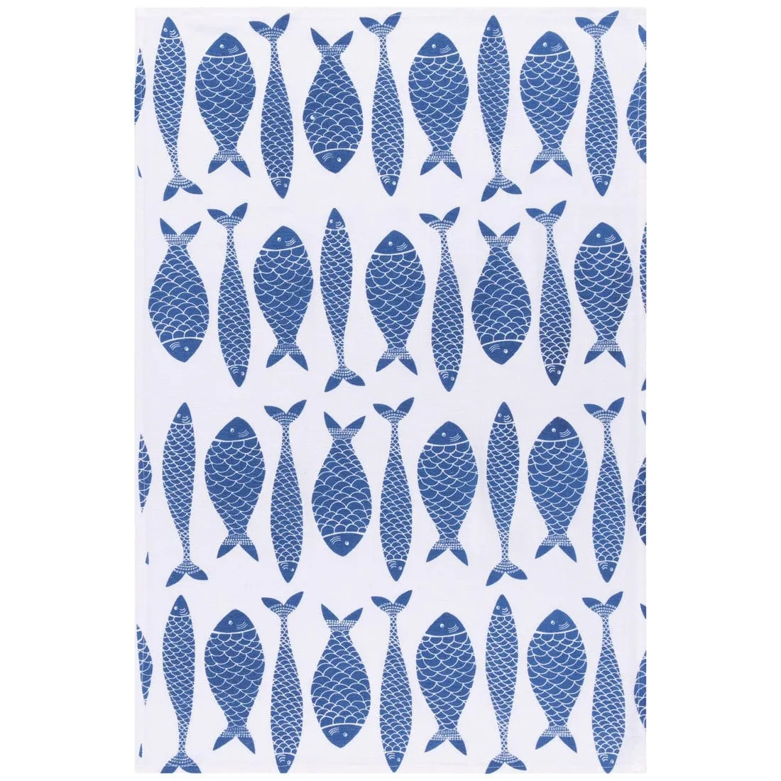 Now Designs - Fish Print Royal Blue Floursack Dishtowels - Set of 2