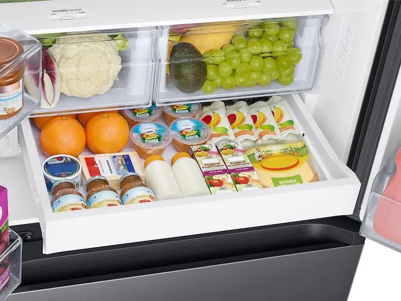 Samsung RF22A4221SG 22 Cu. Ft. Smart 3-Door French Door Refrigerator With External Water Dispenser In Fingerprint Resistant Black Stainless Steel