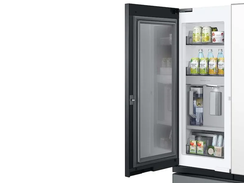 Samsung RF24BB69006M Bespoke 3-Door French Door Refrigerator (24 Cu. Ft.) - With Top Left And Family Hub&#8482; Panel In White Glass - And Matte Grey Glass Bottom Door Panel