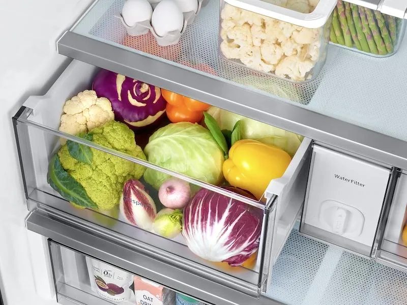 Samsung RF30BB620012 Bespoke 3-Door French Door Refrigerator (30 Cu. Ft.) With Autofill Water Pitcher In White Glass