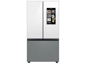 Samsung RF30BB69006M Bespoke 3-Door French Door Refrigerator (30 Cu. Ft.) - With Top Left And Family Hub&#8482; Panel In White Glass - And Matte Grey Glass Bottom Door Panel