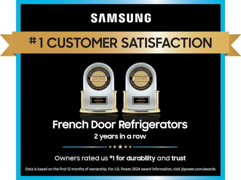 Samsung RF90F23AEWAA Bespoke 23 Cu. Ft. Counter Depth 4-Door French Door Refrigerator With Ai Family Hub&#8482;  Ai Vision Inside&#8482; In White Glass