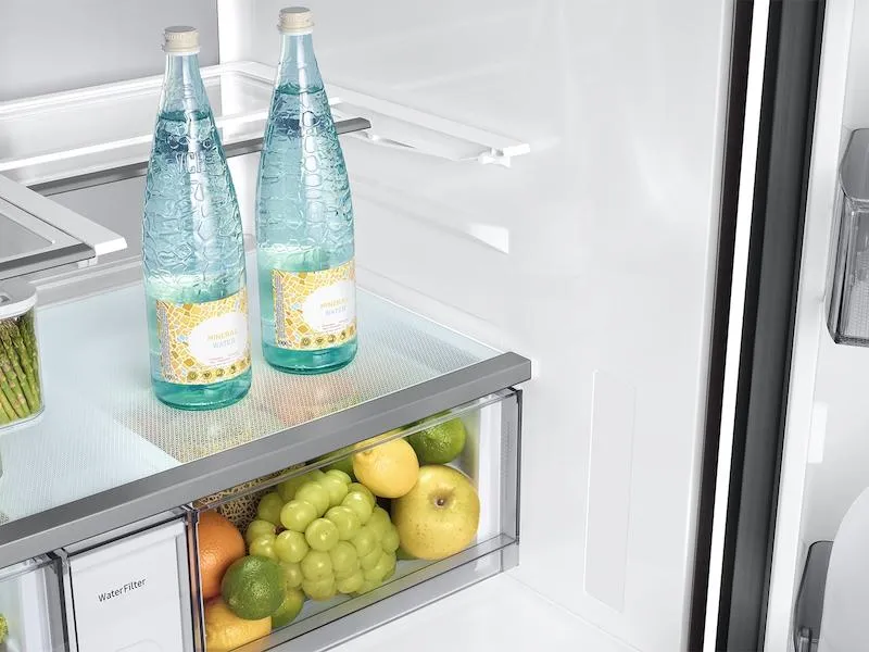 Samsung RF90F23AEWAA Bespoke 23 Cu. Ft. Counter Depth 4-Door French Door Refrigerator With Ai Family Hub&#8482;  Ai Vision Inside&#8482; In White Glass