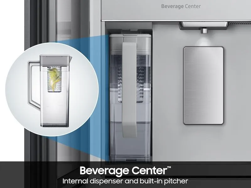 Samsung RF90F23AEWAA Bespoke 23 Cu. Ft. Counter Depth 4-Door French Door Refrigerator With Ai Family Hub&#8482;  Ai Vision Inside&#8482; In White Glass