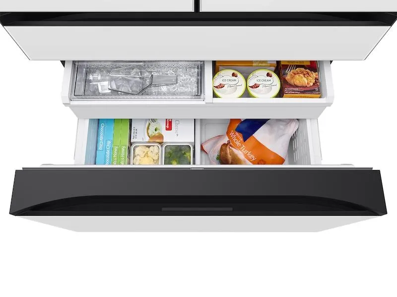 Samsung RF90F23AEWAA Bespoke 23 Cu. Ft. Counter Depth 4-Door French Door Refrigerator With Ai Family Hub&#8482;  Ai Vision Inside&#8482; In White Glass