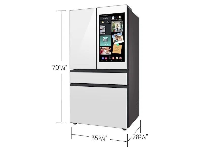 Samsung RF90F23AEWAA Bespoke 23 Cu. Ft. Counter Depth 4-Door French Door Refrigerator With Ai Family Hub&#8482;  Ai Vision Inside&#8482; In White Glass