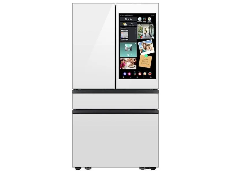 Samsung RF90F23AEWAA Bespoke 23 Cu. Ft. Counter Depth 4-Door French Door Refrigerator With Ai Family Hub&#8482;  Ai Vision Inside&#8482; In White Glass