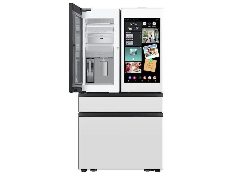 Samsung RF90F23AEWAA Bespoke 23 Cu. Ft. Counter Depth 4-Door French Door Refrigerator With Ai Family Hub&#8482;  Ai Vision Inside&#8482; In White Glass