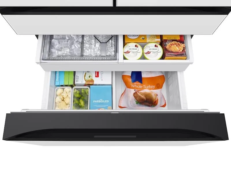Samsung RF90F29AEWAA Bespoke 29 Cu. Ft. 4-Door French Door Refrigerator With Ai Family Hub&#8482;  & Ai Vision Inside&#8482; In White Glass
