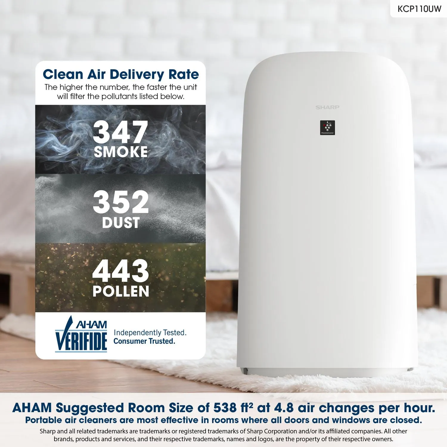 Sharp KCP110UW Sharp Smart Plasmacluster Ion Air Purifier With True Hepa   Humidifier For Extra Large Rooms