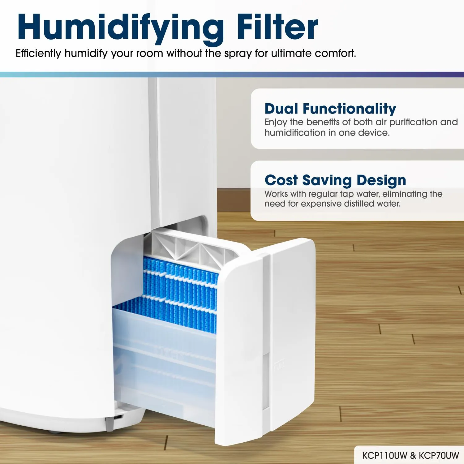 Sharp KCP70UW Sharp Smart Plasmacluster Ion Air Purifier With True Hepa   Humidifier For Large Rooms