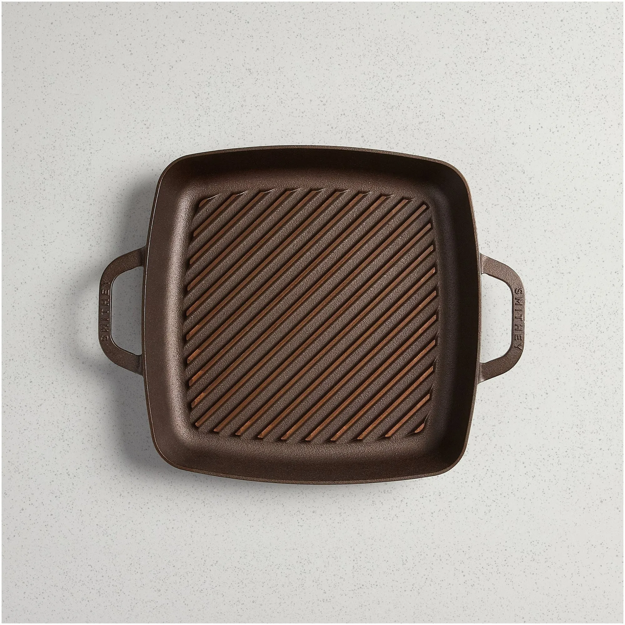 Smithey Ironware Traditional Cast Iron Square Grill Pan for Indoor Grilling - 12 - Made in USA