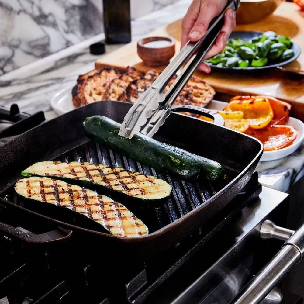 Smithey Ironware Traditional Cast Iron Square Grill Pan for Indoor Grilling - 12 - Made in USA