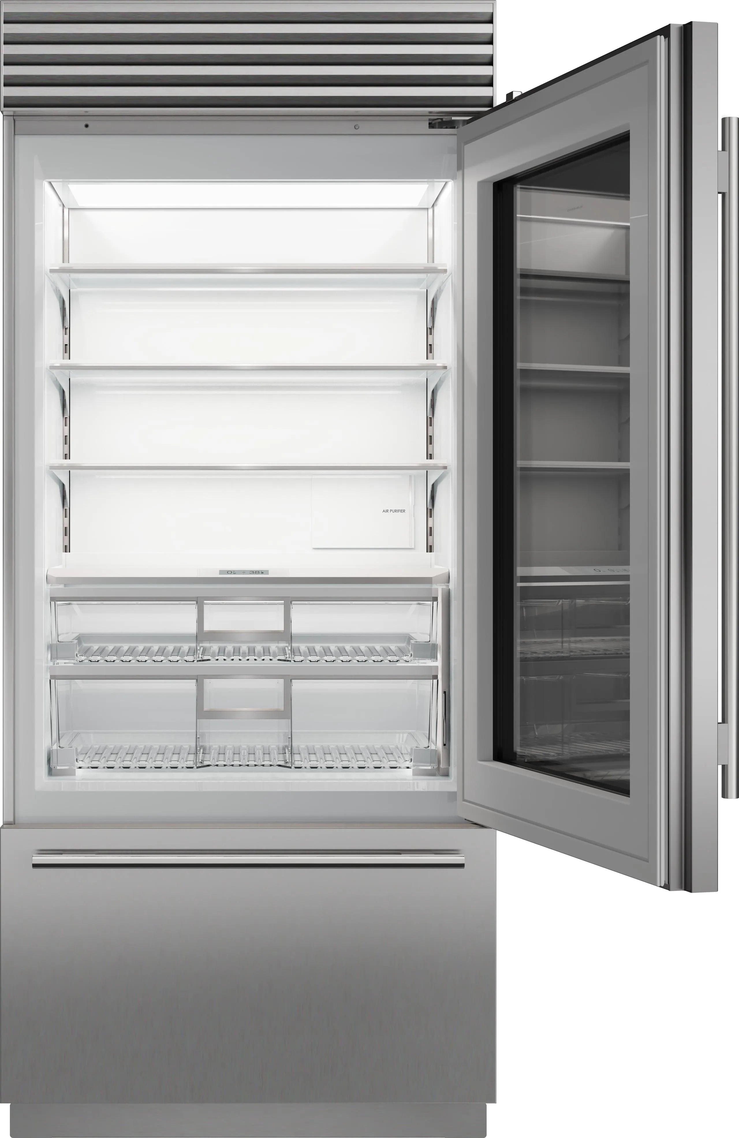 Sub-Zero CL3650UGOL 36 Classic Over-And-Under Refrigerator/Freezer With Glass Door - Panel Ready