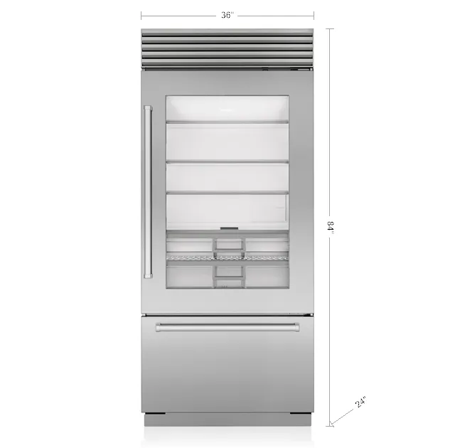 Sub-Zero CL3650UGSPR 36 Classic Over-And-Under Refrigerator/Freezer With Glass Door