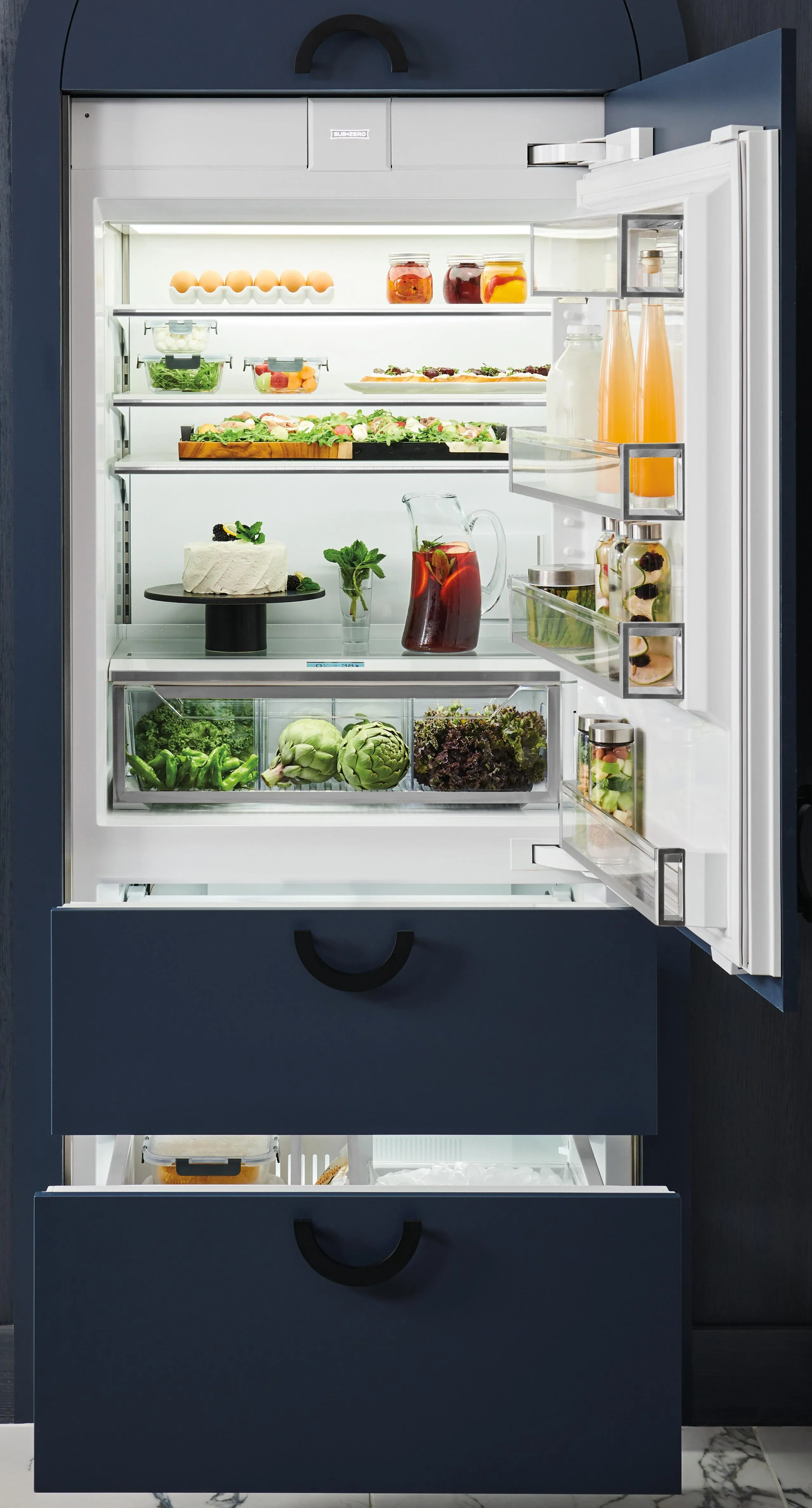Sub-Zero DET3650CIR 36 Designer Over-And-Under Refrigerator/Freezer With Ice Maker - Panel Ready