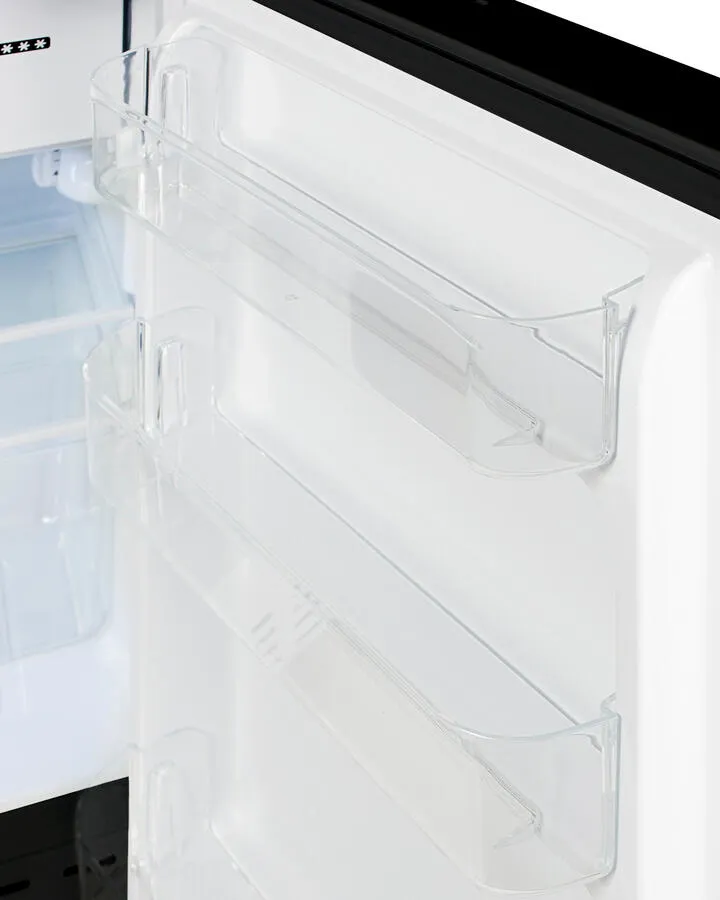 Summit ADA302BRFZ Built-In Undercounter. Ada Compliant Refrigerator-Freezer In Black. Designed For General Purpose Storage. Manual Defrost With Glass Shelves. Front Lock. And Door Storage