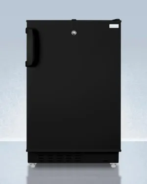 Summit ADA302BRFZ Built-In Undercounter. Ada Compliant Refrigerator-Freezer In Black. Designed For General Purpose Storage. Manual Defrost With Glass Shelves. Front Lock. And Door Storage