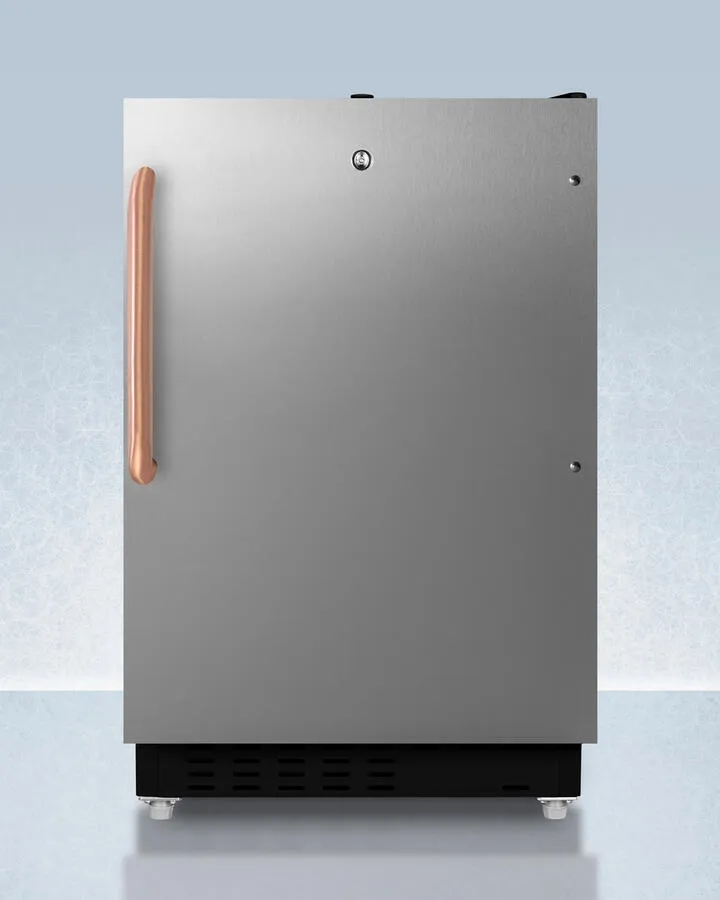 Summit ADA302BRFZSSTBC Built-In Undercounter. Ada Compliant Refrigerator-Freezer Designed For General Purpose Storage. With A Stainless Steel Door. Pure Copper Towel Bar Handle. Manual Defrost Operation. And Front Lock