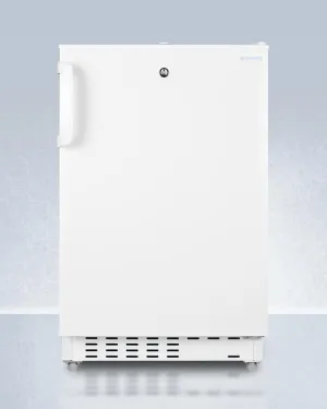 Summit ADA302RFZ Built-In Undercounter. Ada Compliant Refrigerator-Freezer In White. Designed For General Purpose Storage. Manual Defrost With Glass Shelves. Front Lock. And Door Storage