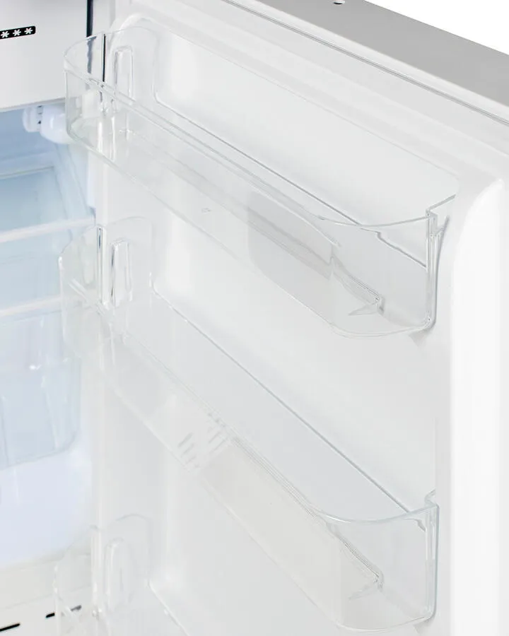 Summit ADA302RFZTBC Built-In Undercounter. Ada Compliant Refrigerator-Freezer In White. Designed For General Purpose Storage. With Pure Copper Towel Bar Handle. Manual Defrost With Glass Shelves. Front Lock. And Door Storage